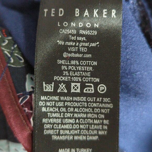 Ted Baker Pants Mens 34 R‎ Blue Flat Front Slim Fit - Picture 3 of 10